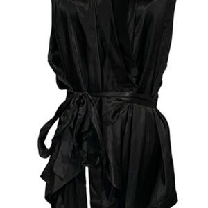 Zara Versatile Black Satin Vest. Wrap up or Botton up. New, Without tags.US XS-S